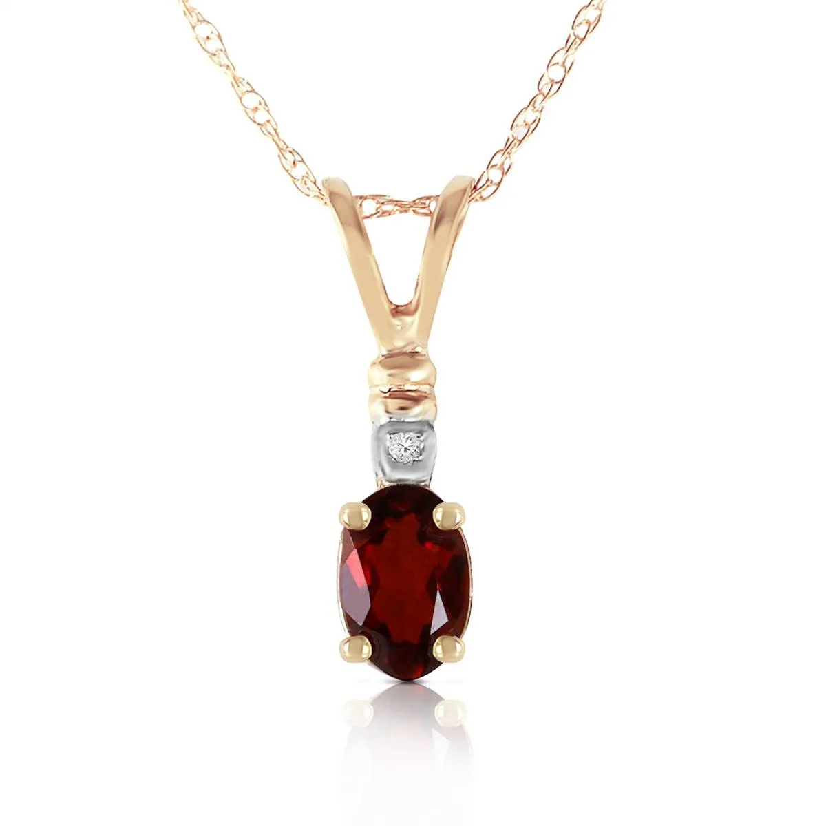 0.46 Carat 14K Solid Yellow Gold Simply Dramatic Garnet Diamond Necklace