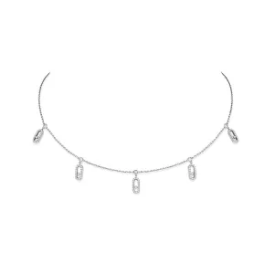 0.61ctw White Gold Diamond Pavé Drop Pendant Choker