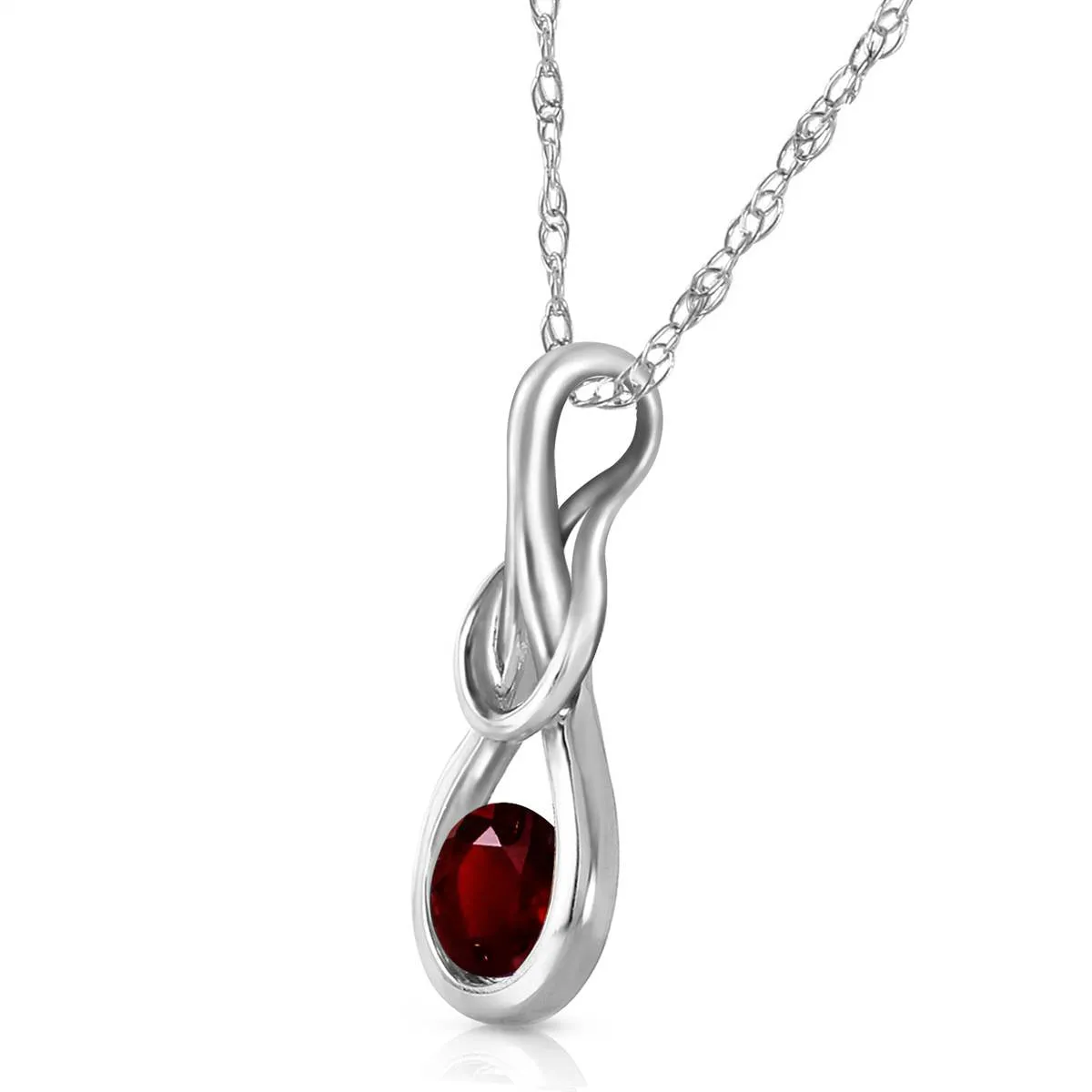 0.65 Carat 14K Solid White Gold Sunstruck Garnet Necklace