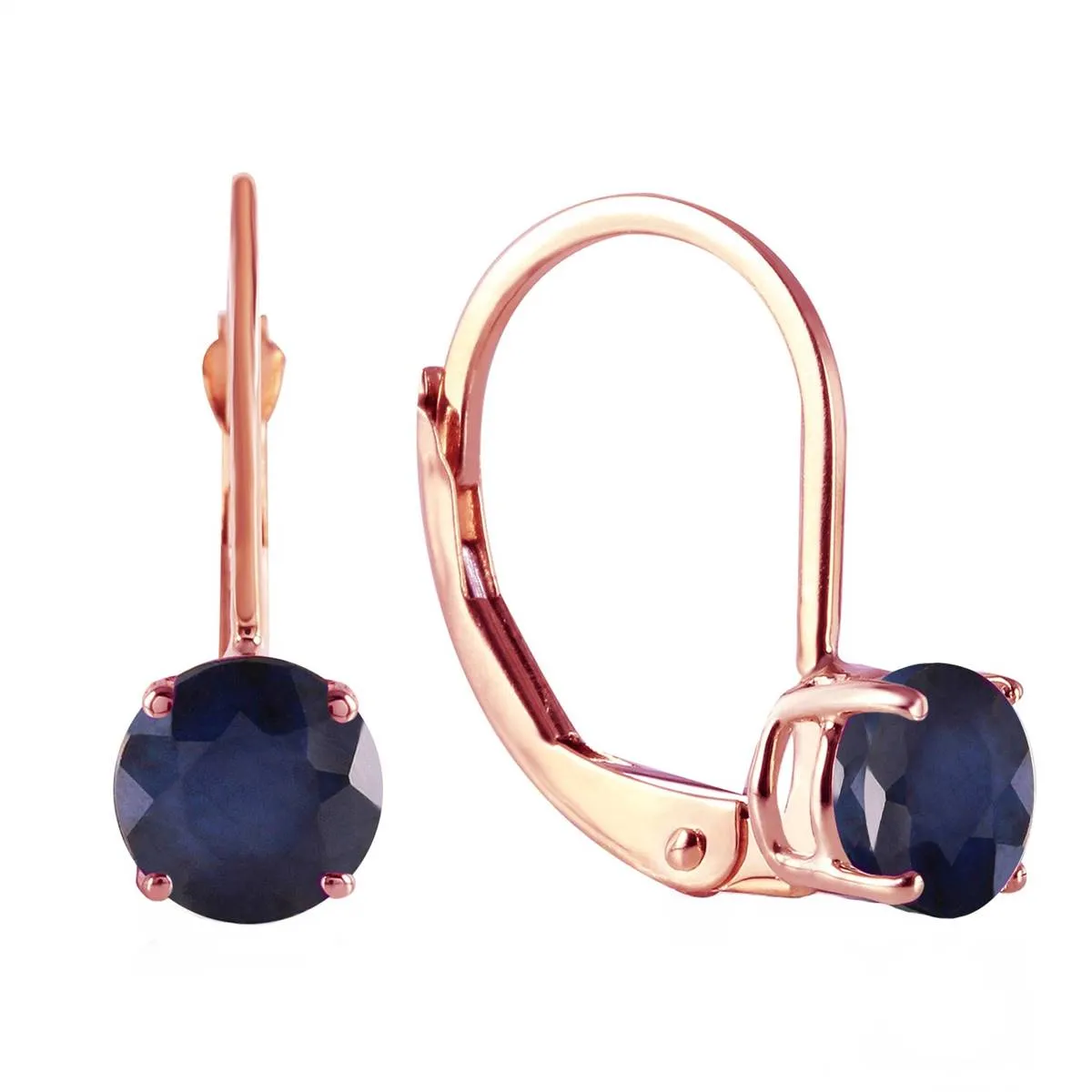 1.2 Carat 14K Solid Rose Gold Solitaire Sapphire Earrings