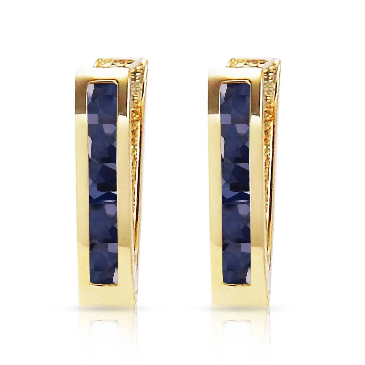 1.3 Carat 14K Solid Yellow Gold Oval Huggie Earrings Sapphire