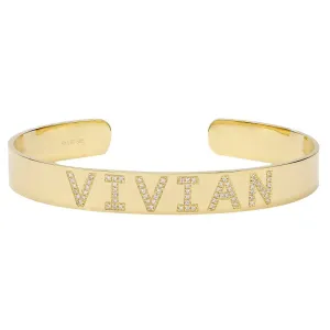 14K Diamond Personalized Cuff Bracelet- Customize yours!