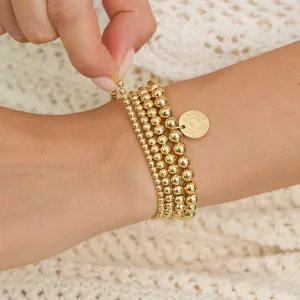 14K Gold Beaded Sphere Bracelet Stackable Set