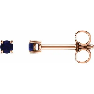 14K Rose 2.5 mm Lab-Grown Blue Sapphire Stud Earrings