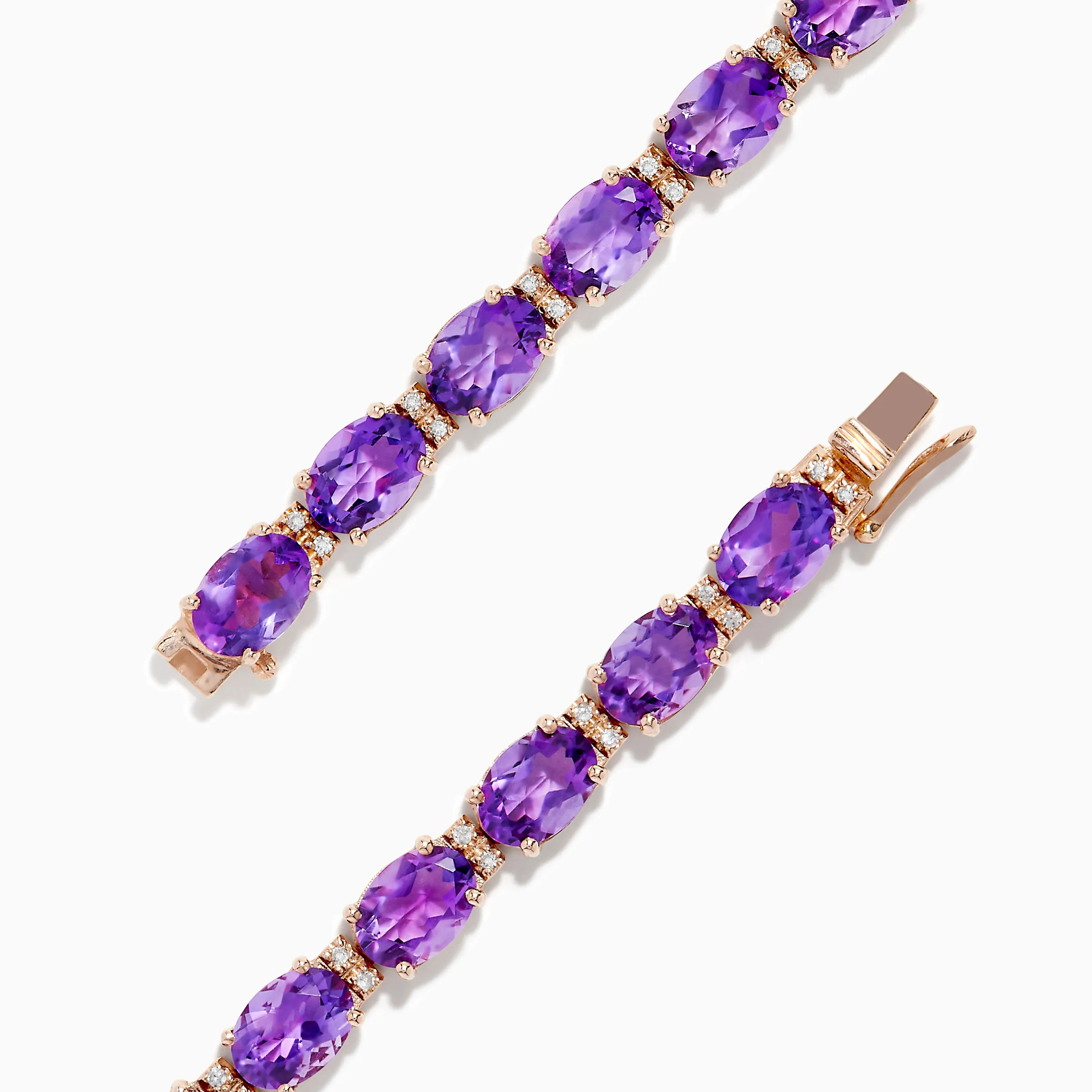 14K Rose Gold Amethyst and Diamond Bracelet