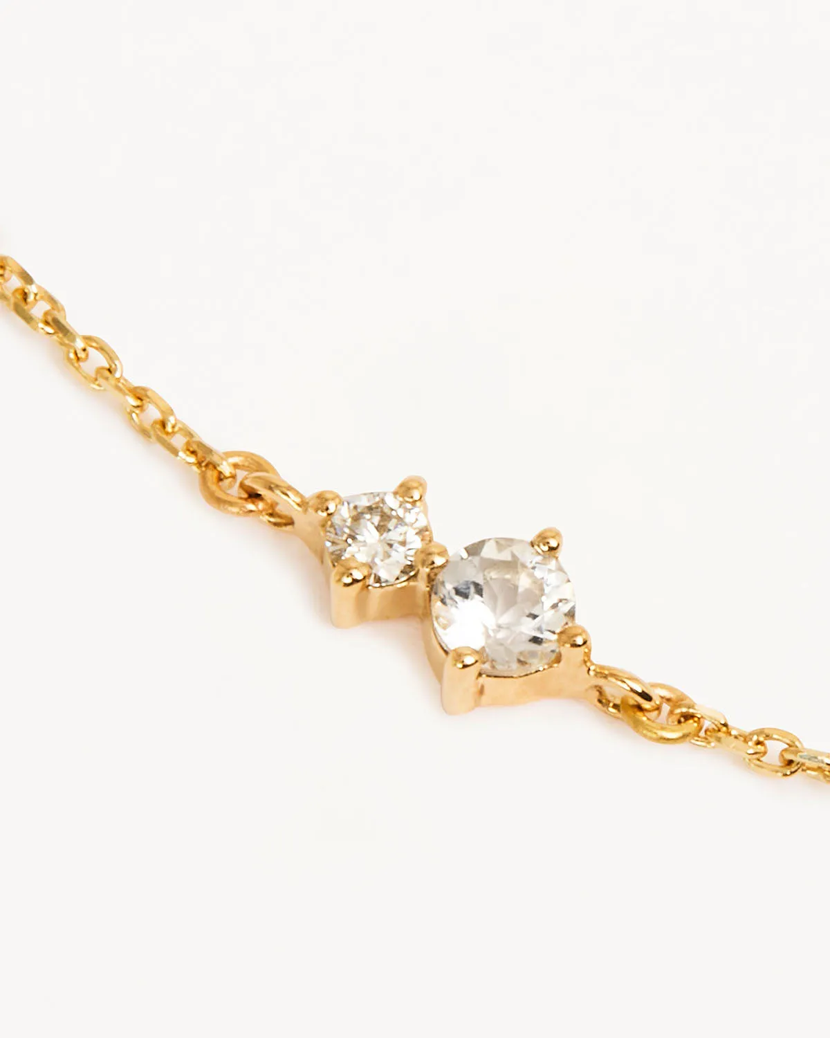 14k Solid Gold Magic Within Birthstone Diamond Bracelet - April - White Topaz