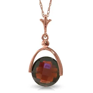 14K Solid Rose Gold Necklace w/ Checkerboard Cut Garnets