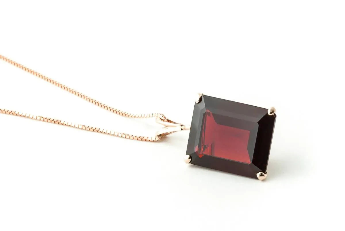 14K Solid Rose Gold Necklace w/ Octagon Garnet