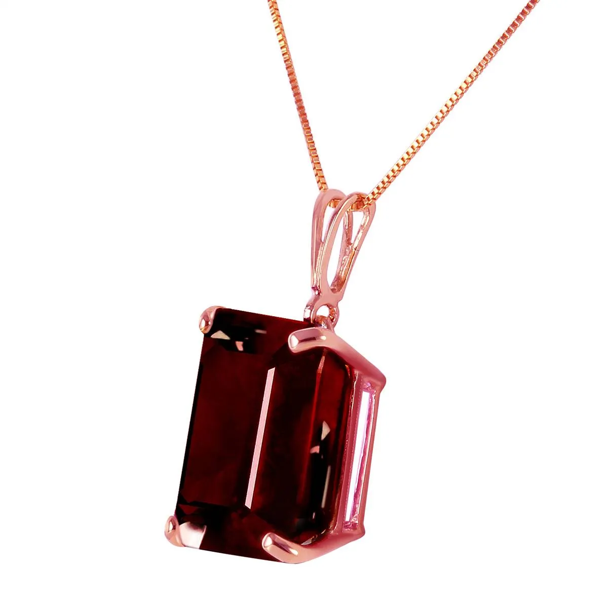 14K Solid Rose Gold Necklace w/ Octagon Garnet