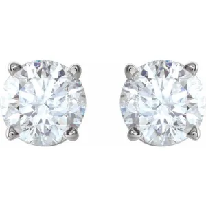 14K White 4 mm Natural White Sapphire Stud Earrings