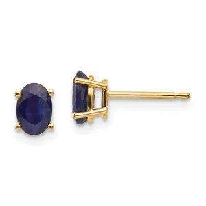 14k Yellow Gold Oval Sapphire Birthstone Earrings