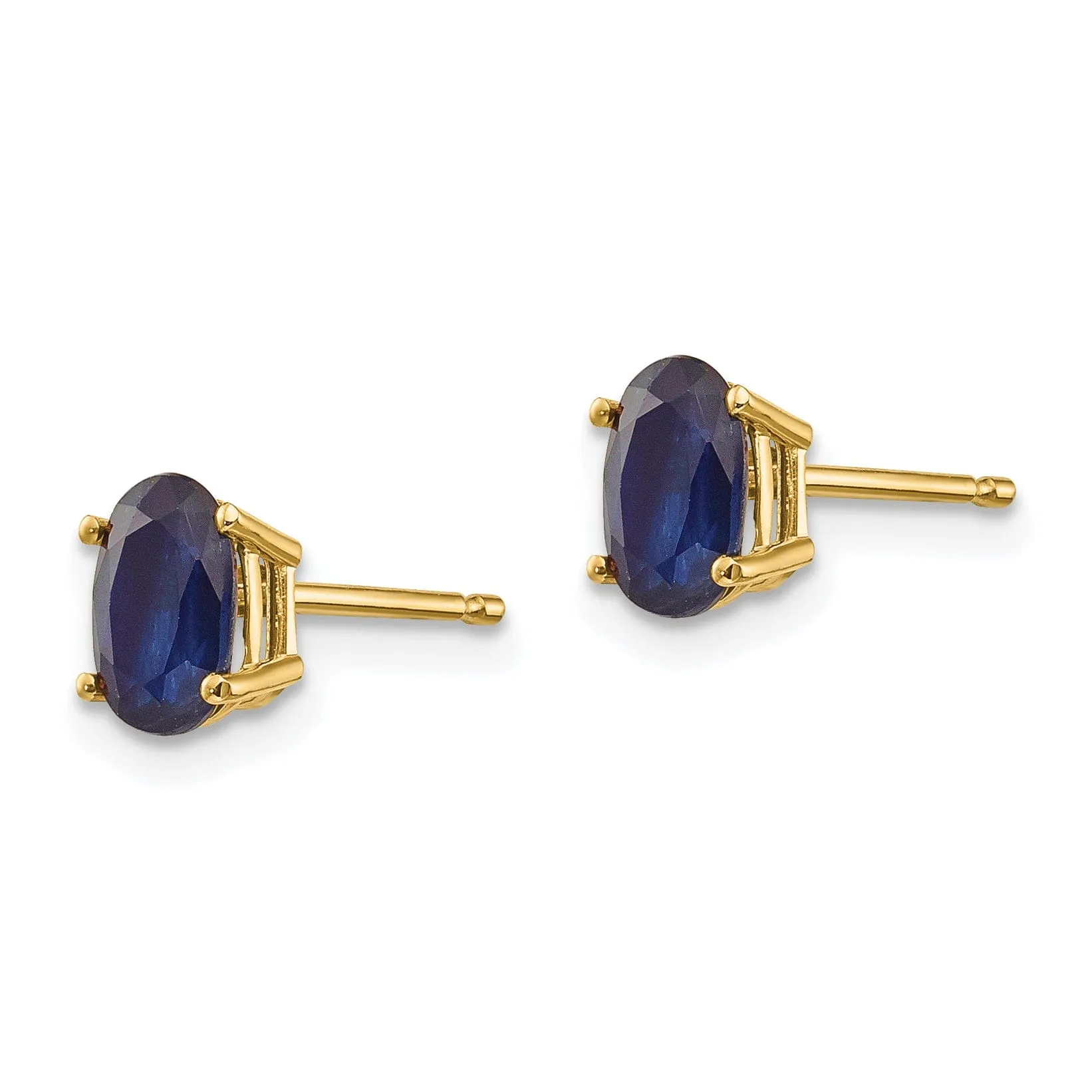 14k Yellow Gold Oval Sapphire Birthstone Earrings