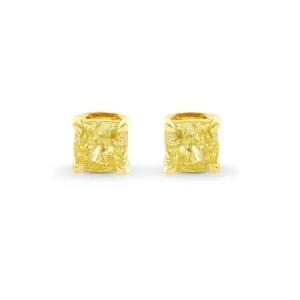 14k Yellow Gold Plated 4 Carat Square Created Yellow Sapphire Stud Earrings