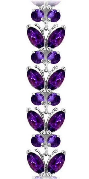 16.5 Carat 14K Solid White Gold Butterfly Bracelet Amethyst