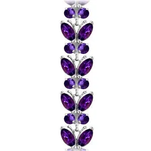 16.5 Carat 14K Solid White Gold Butterfly Bracelet Amethyst