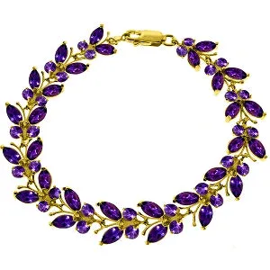 16.5 Carat 14K Solid Yellow Gold Butterfly Bracelet Amethyst