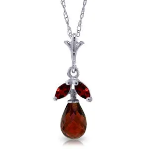 1.7 Carat 14K Solid White Gold Heartland Garnet Necklace