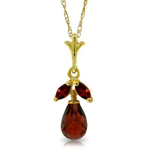 1.7 Carat 14K Solid Yellow Gold Passionate Romantic Garnet Necklace