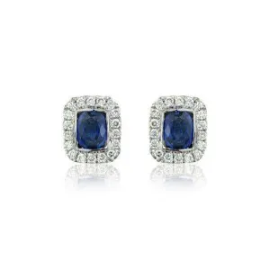 18ct White Gold with Diamonds and Sapphire Earrings - MM8F41W-18DS