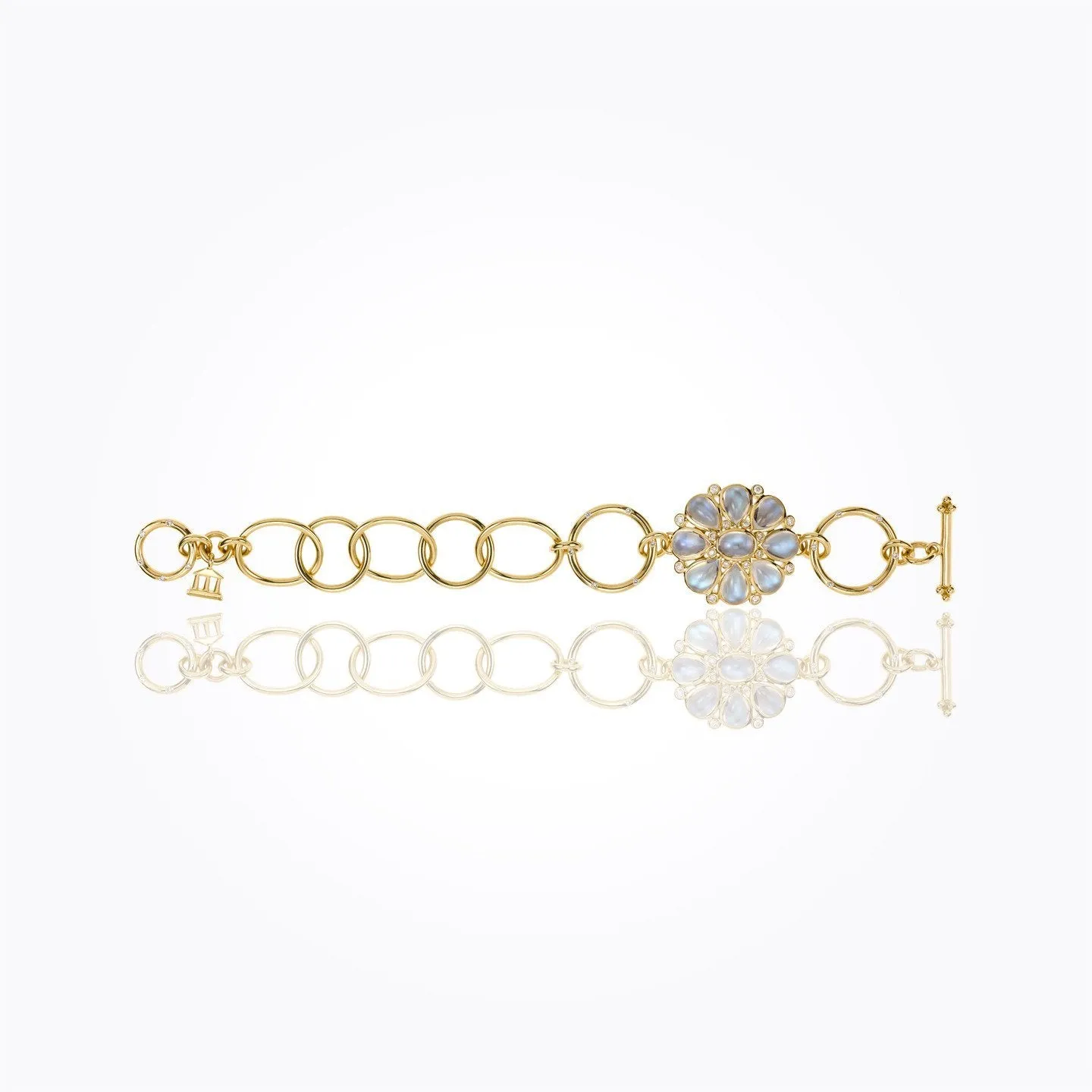 18K Blossom Link Bracelet with Royal Blue Moonstone and diamond