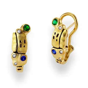 18K Evening Flowers Sapphire Tsavorite & Diamond Earrings - E-202S
