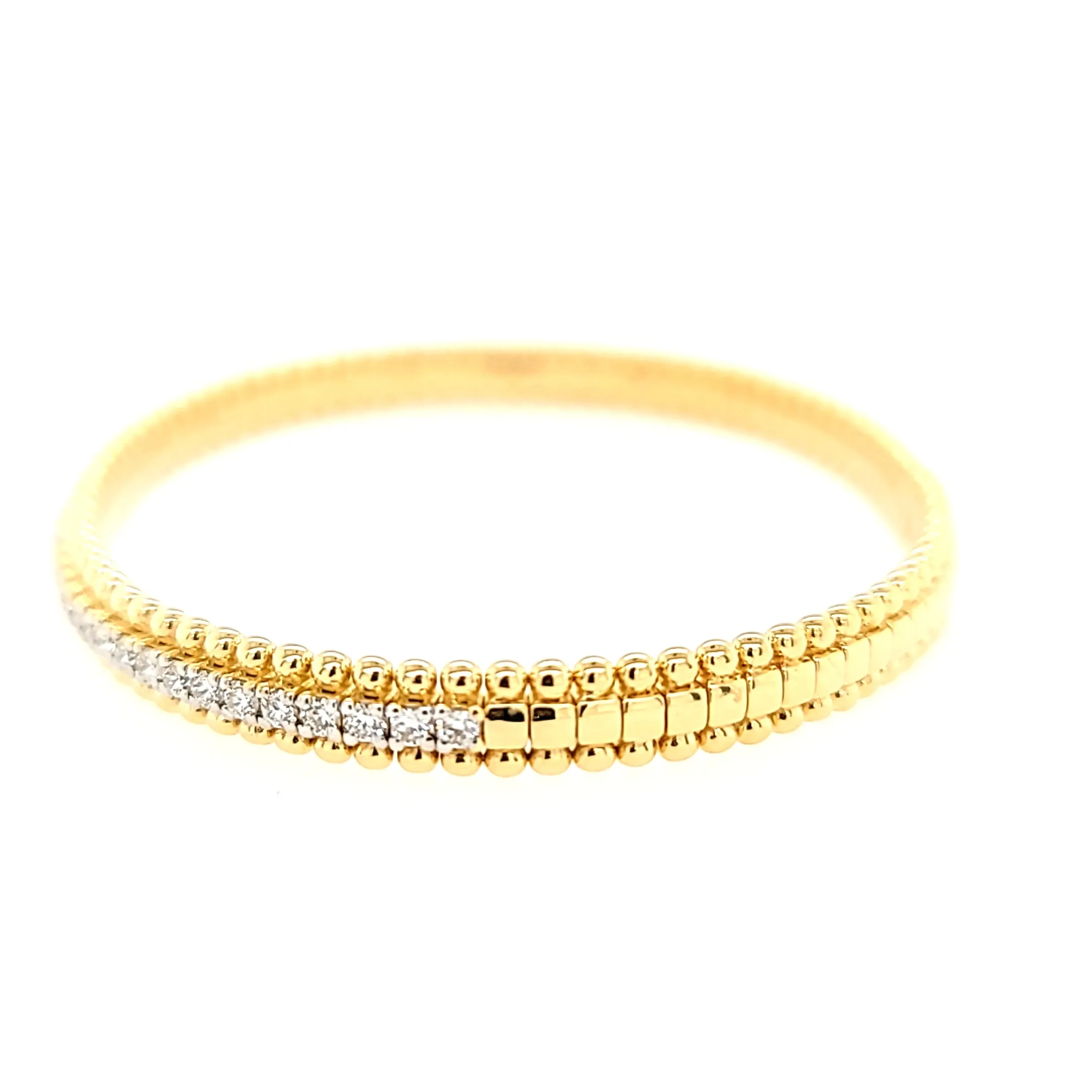 18k Yellow Gold Diamond Flex Cuff Bracelet (I7790)