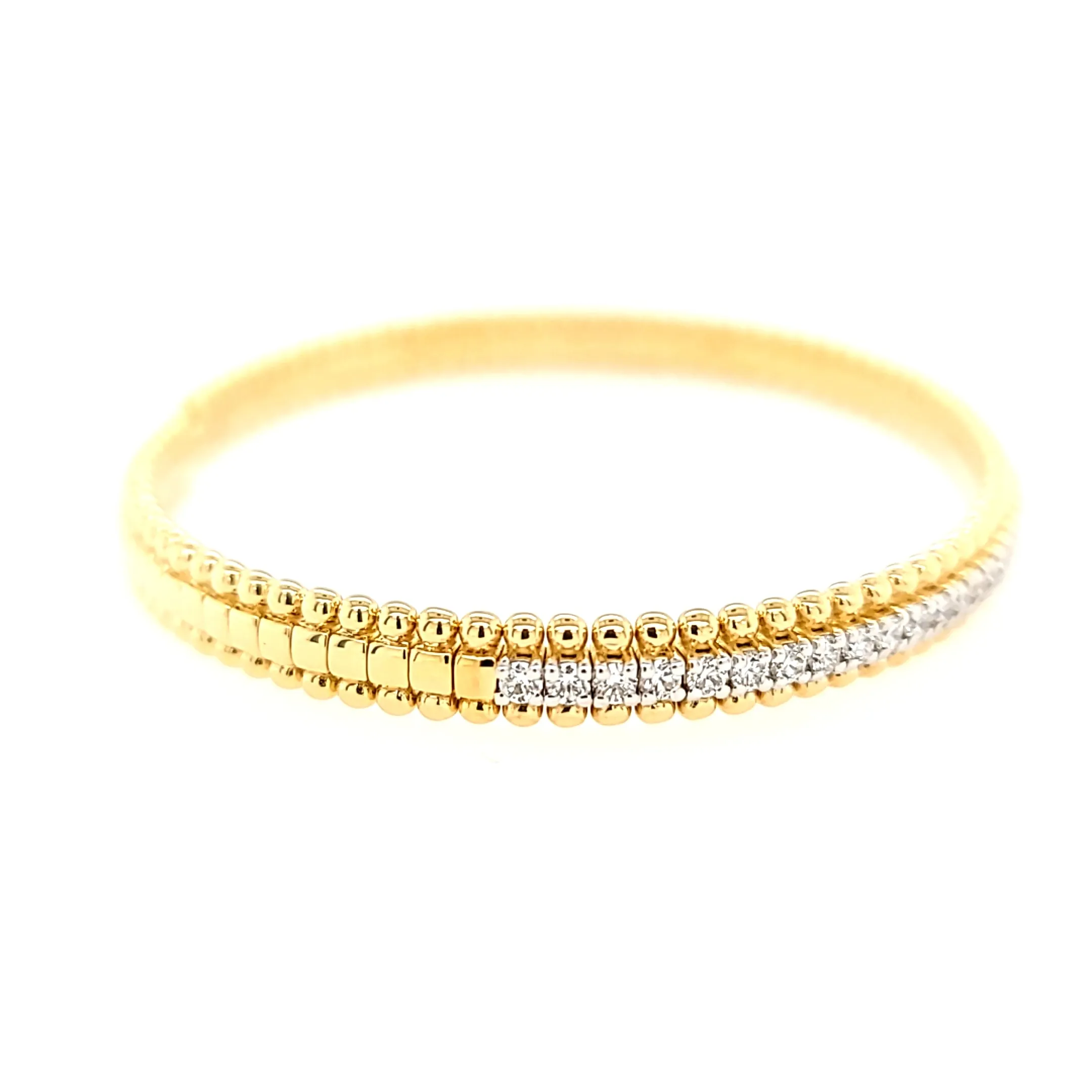 18k Yellow Gold Diamond Flex Cuff Bracelet (I7790)