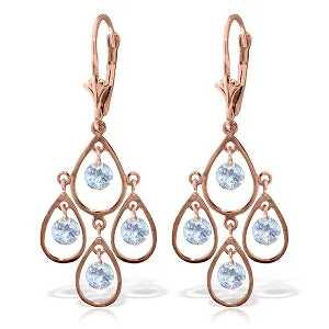 2.4 Carat 14K Solid Rose Gold Aquamarine Chandelier Drops