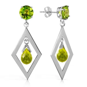 2.4 Carat 14K Solid White Gold At The Pier Peridot Earrings