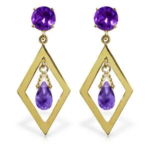 2.4 Carat 14K Solid Yellow Gold Chandelier Earrings Amethyst