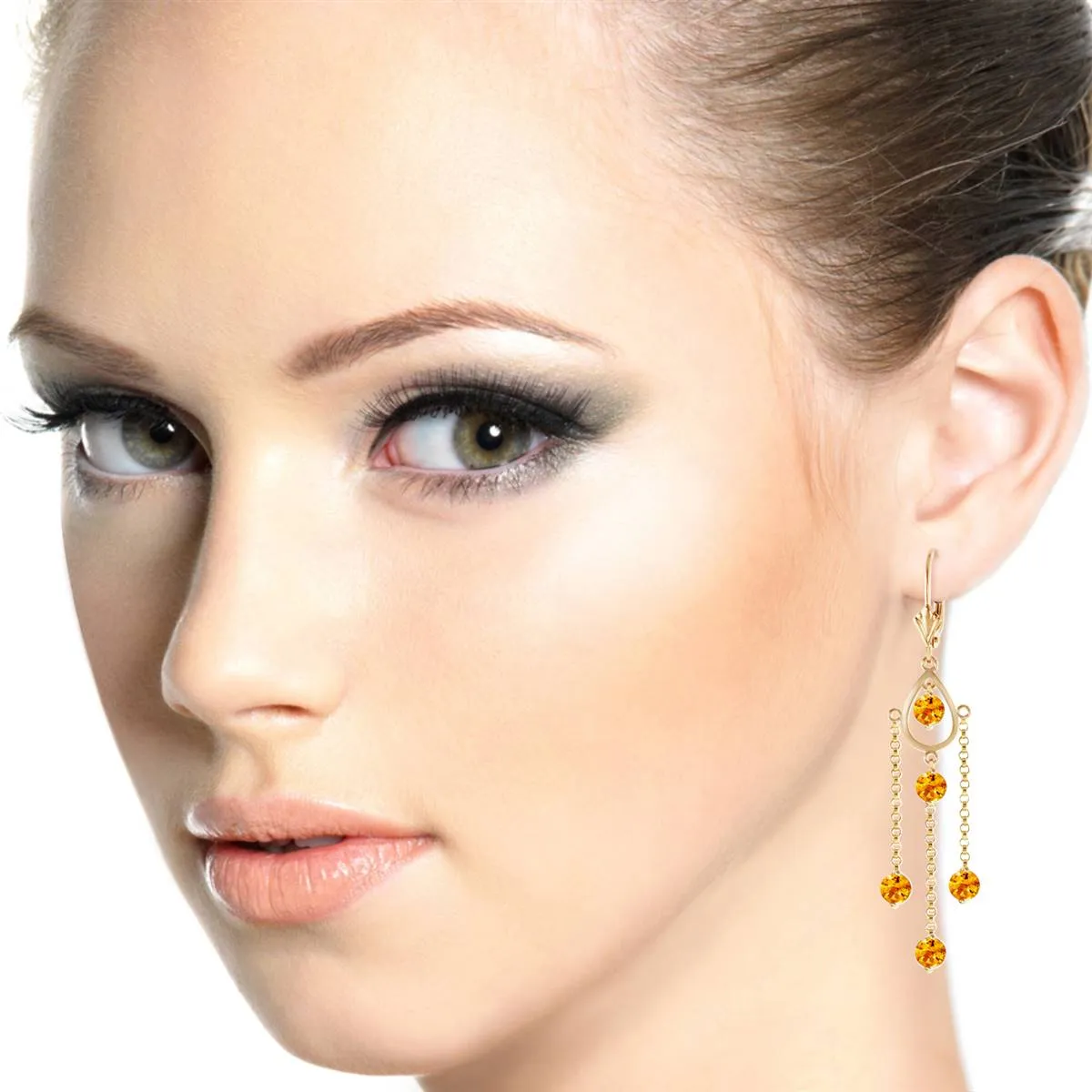 3 Carat 14K Solid Yellow Gold Gilded Age Citrine Earrings