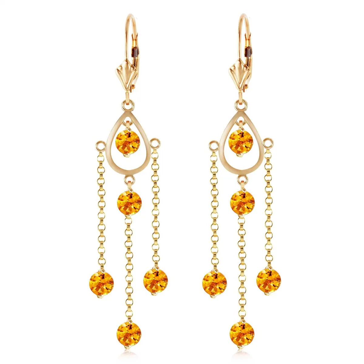 3 Carat 14K Solid Yellow Gold Gilded Age Citrine Earrings