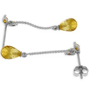 3.4 Carat 14K Solid White Gold Sandcastles Citrine Earrings