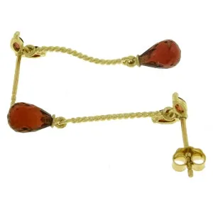 3.4 Carat 14K Solid Yellow Gold Breeze Garnet Earrings