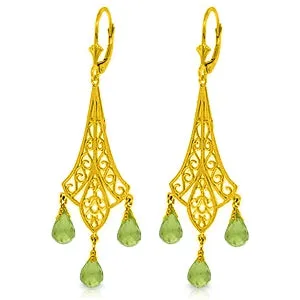 4.5 Carat 14K Solid Yellow Gold Chandelier Earrings Briolette Peridot