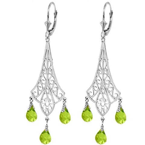 4.5 Carat 14K Solid Yellow Gold Chandelier Earrings Briolette Peridot