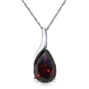 4.7 Carat 14K Solid White Gold Necklace Pear Shape Natural Garnet