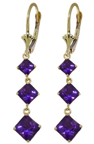 4.79 Carat 14K Solid White Gold Chandelier Earrings Amethyst