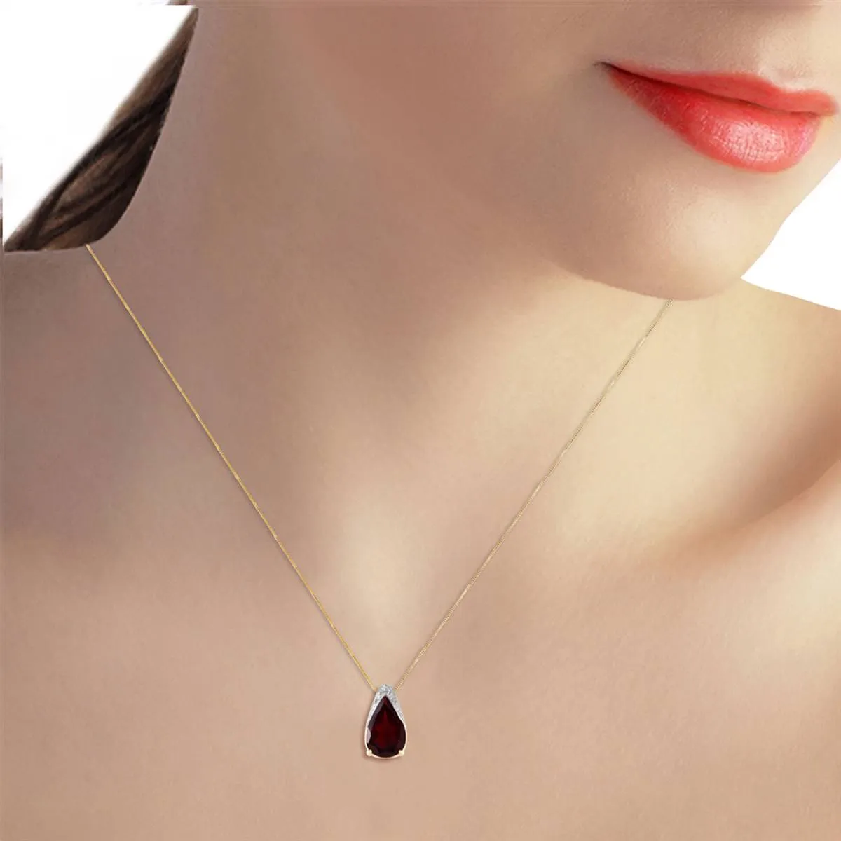 5 Carat 14K Solid Yellow Gold Necklace Natural Garnet