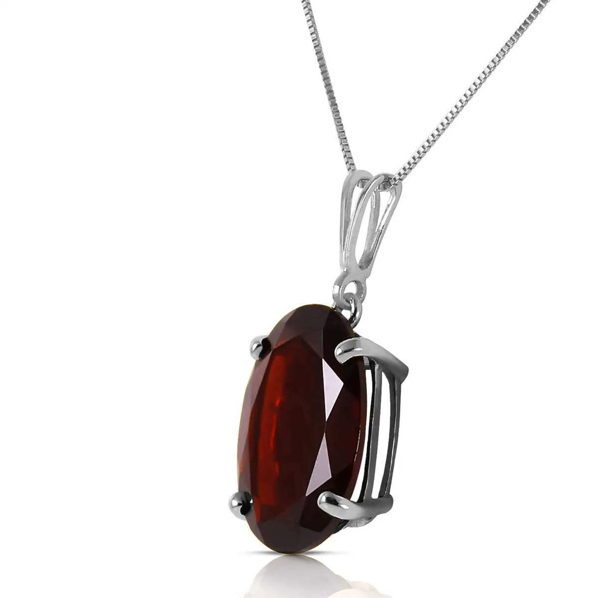 6 Carat 14K Solid White Gold Necklace Oval Garnet