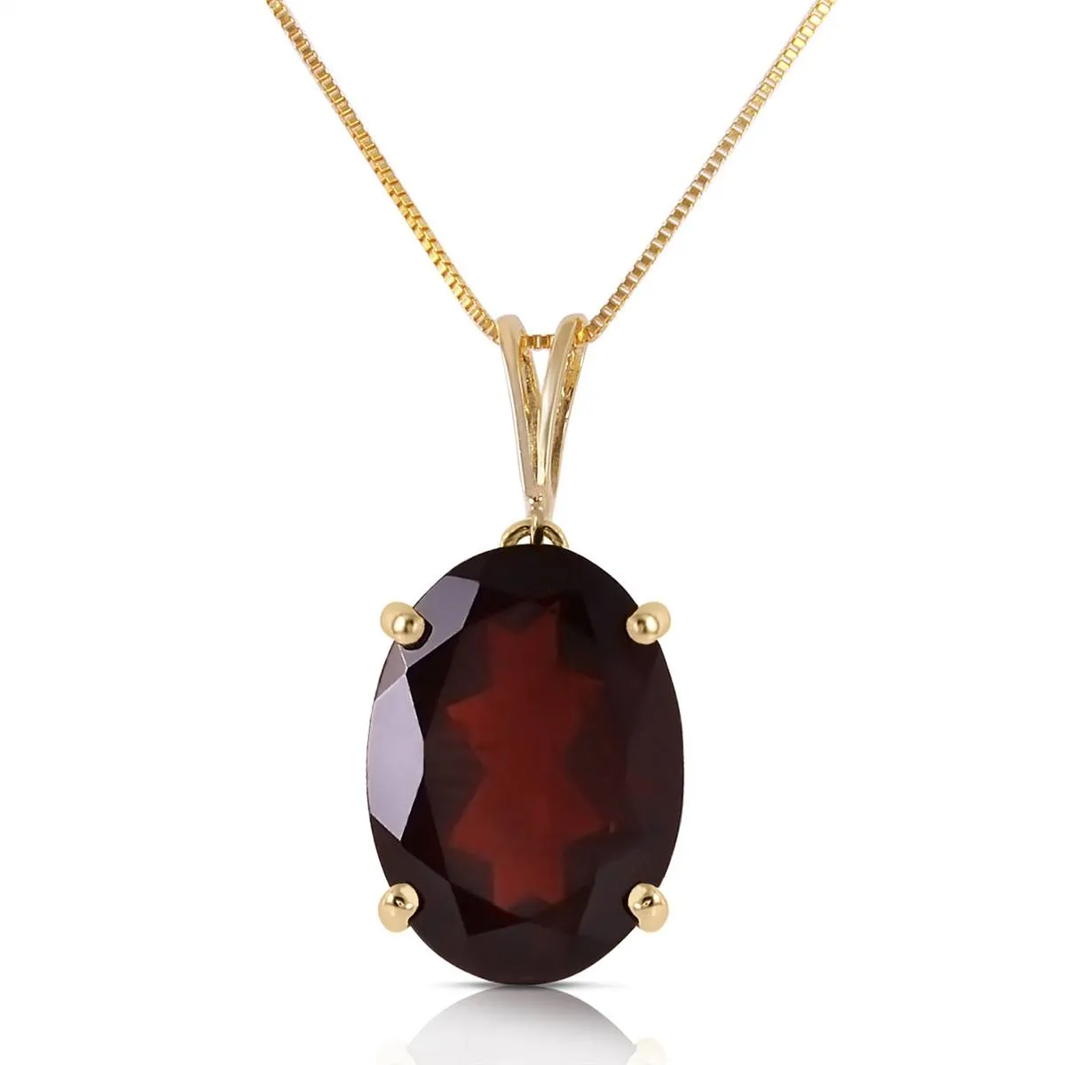 6 Carat 14K Solid Yellow Gold Necklace Oval Garnet