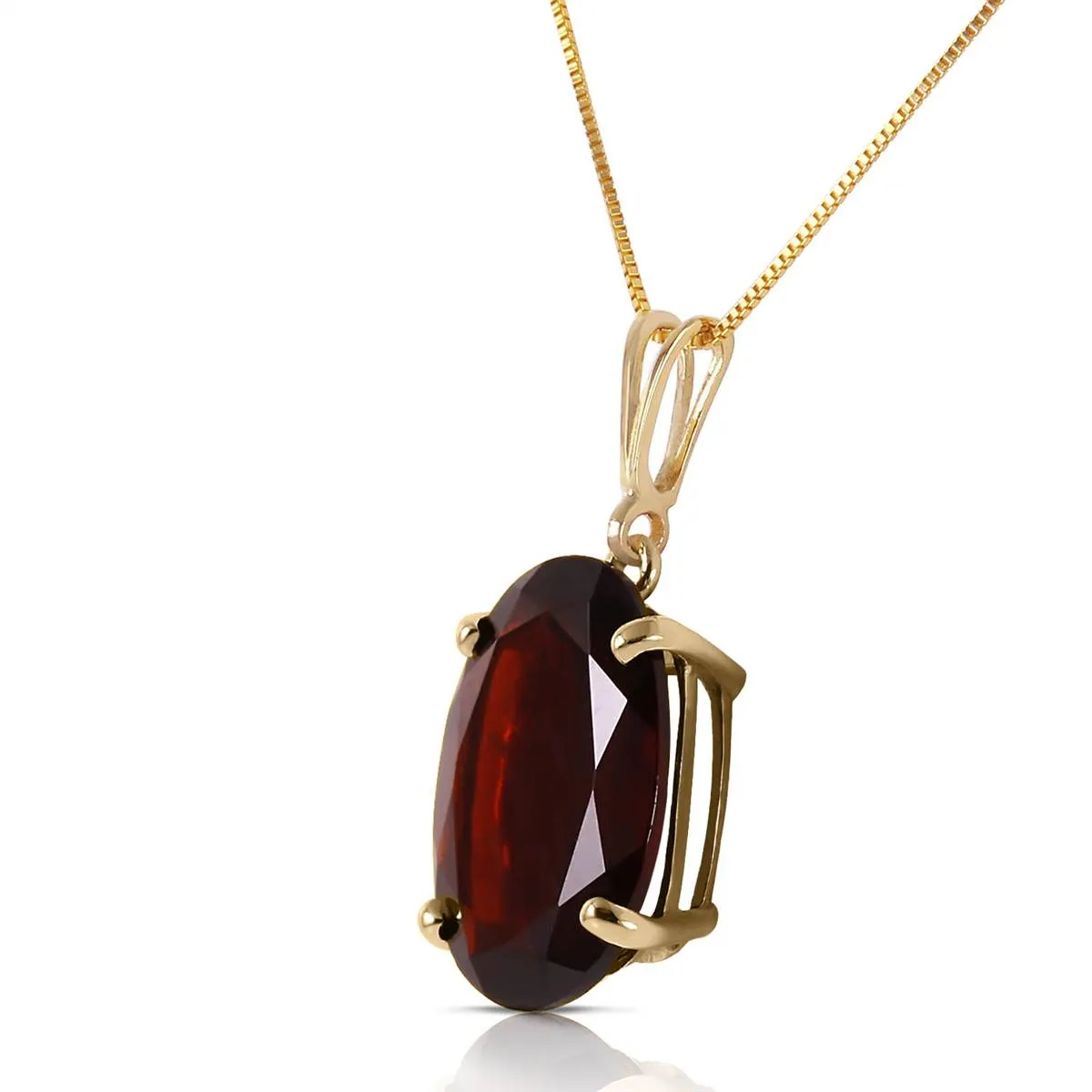 6 Carat 14K Solid Yellow Gold Necklace Oval Garnet