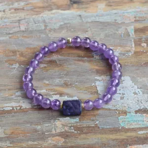 6mm Amethyst Bracelet with Shell