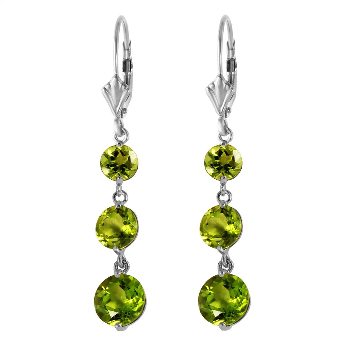 7.2 Carat 14K Solid White Gold Pouting Heart Peridot Earrings