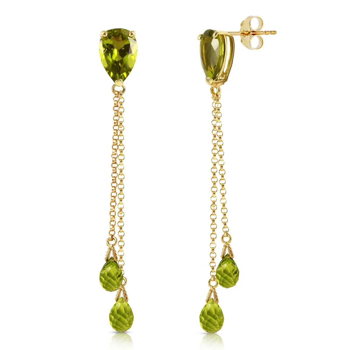 7.5 Carat 14K Solid Yellow Gold Eloquence Peridot Earrings