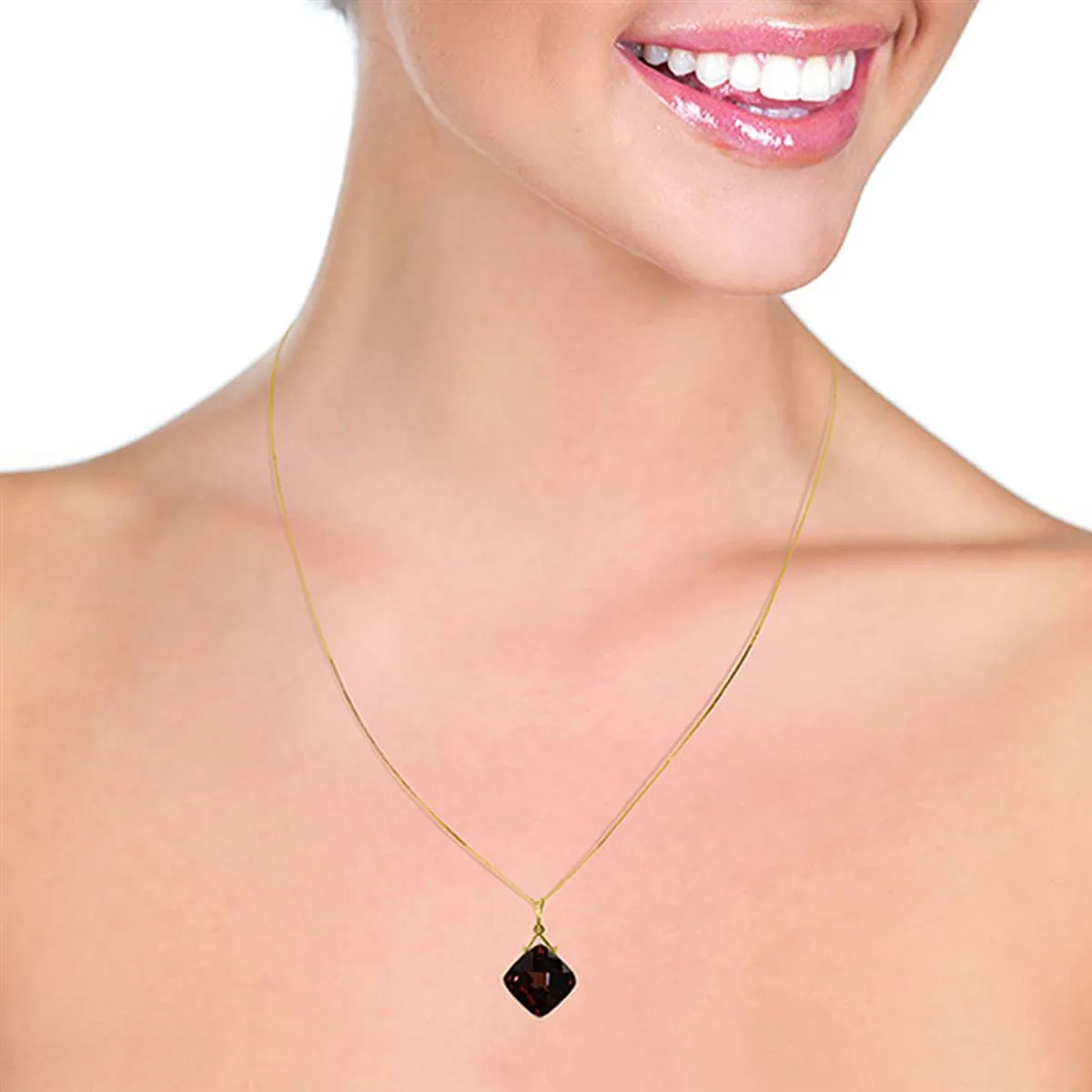 8.75 Carat 14K Solid Yellow Gold Distant Horizon Garnet Necklace