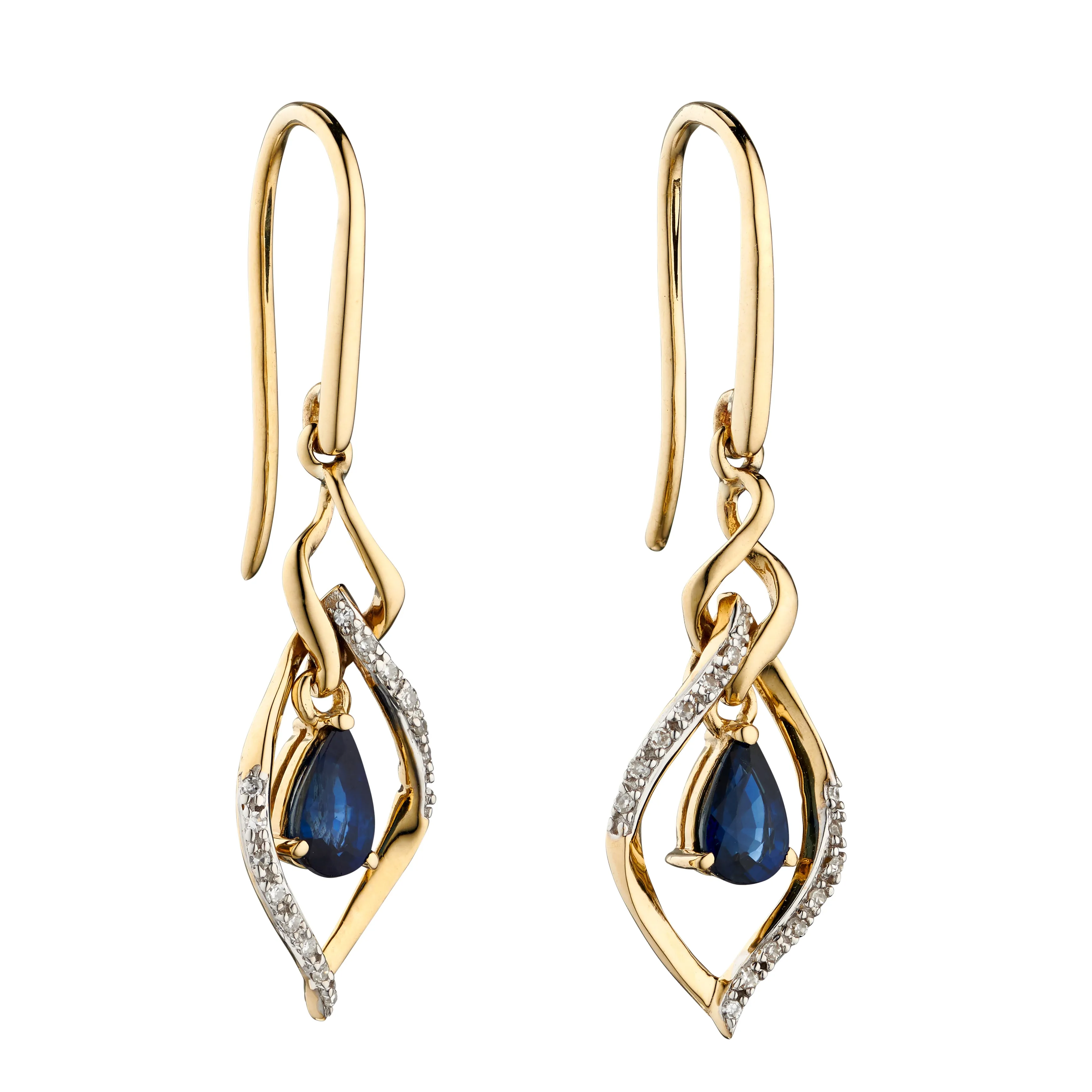 9ct Gold Sapphire & Diamond Earrings