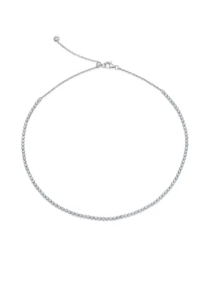 Adjustable Choker Tennis Necklace in Platinum