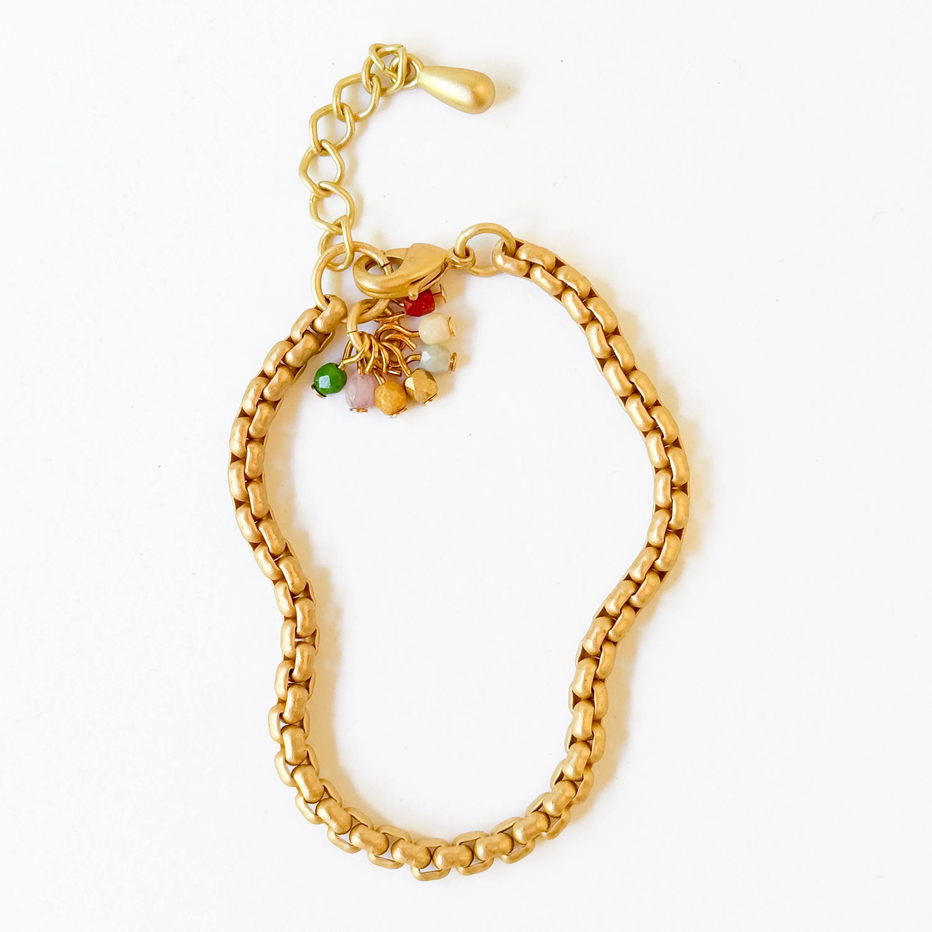 Adjustable Thick Gold Chain Bracelet With Tiny Bead Cluster - WS