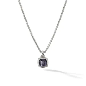 Albion® Pendant in Sterling Silver with Black Orchid and Diamonds\, 11mm